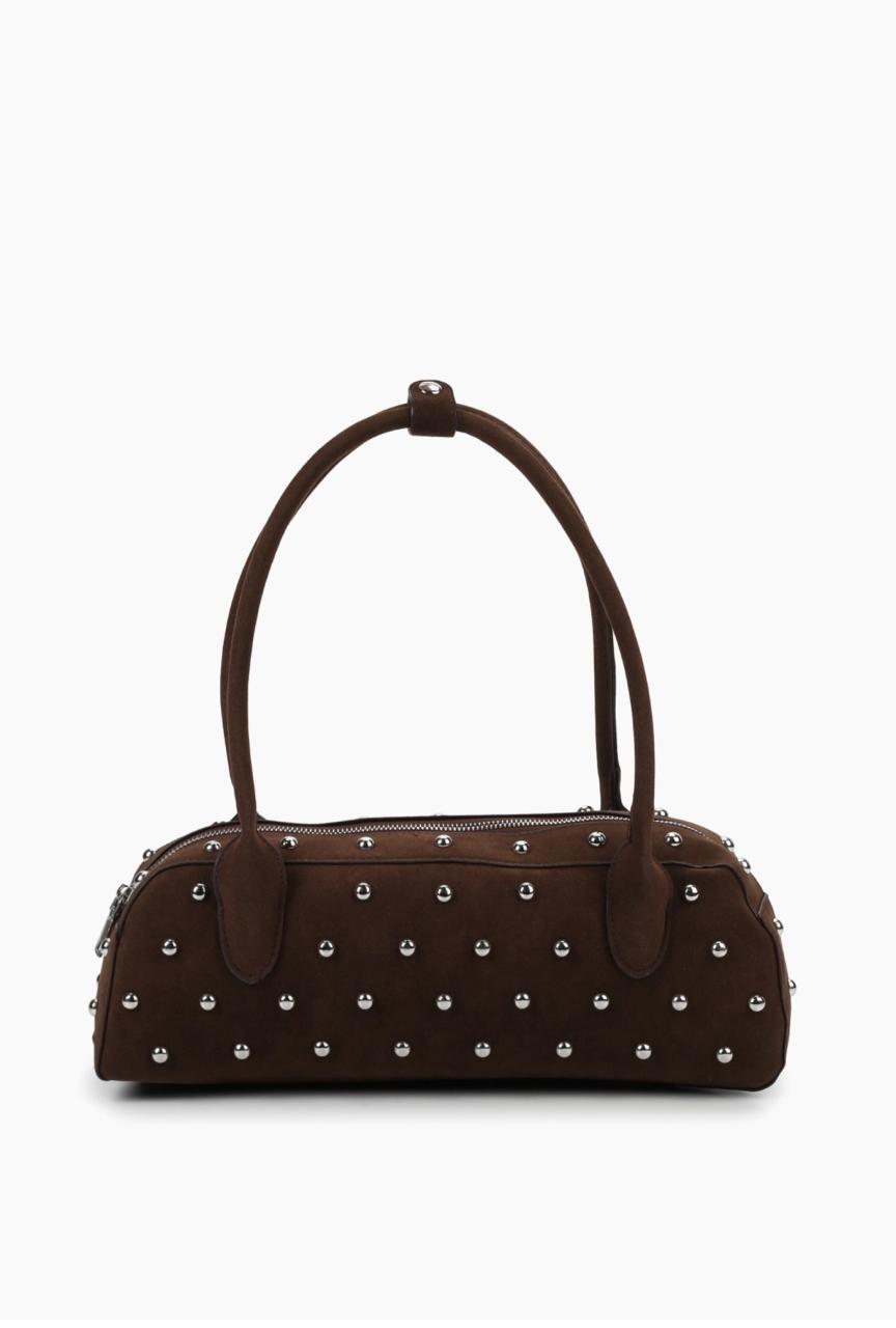 Studded Brown Leather Handbag