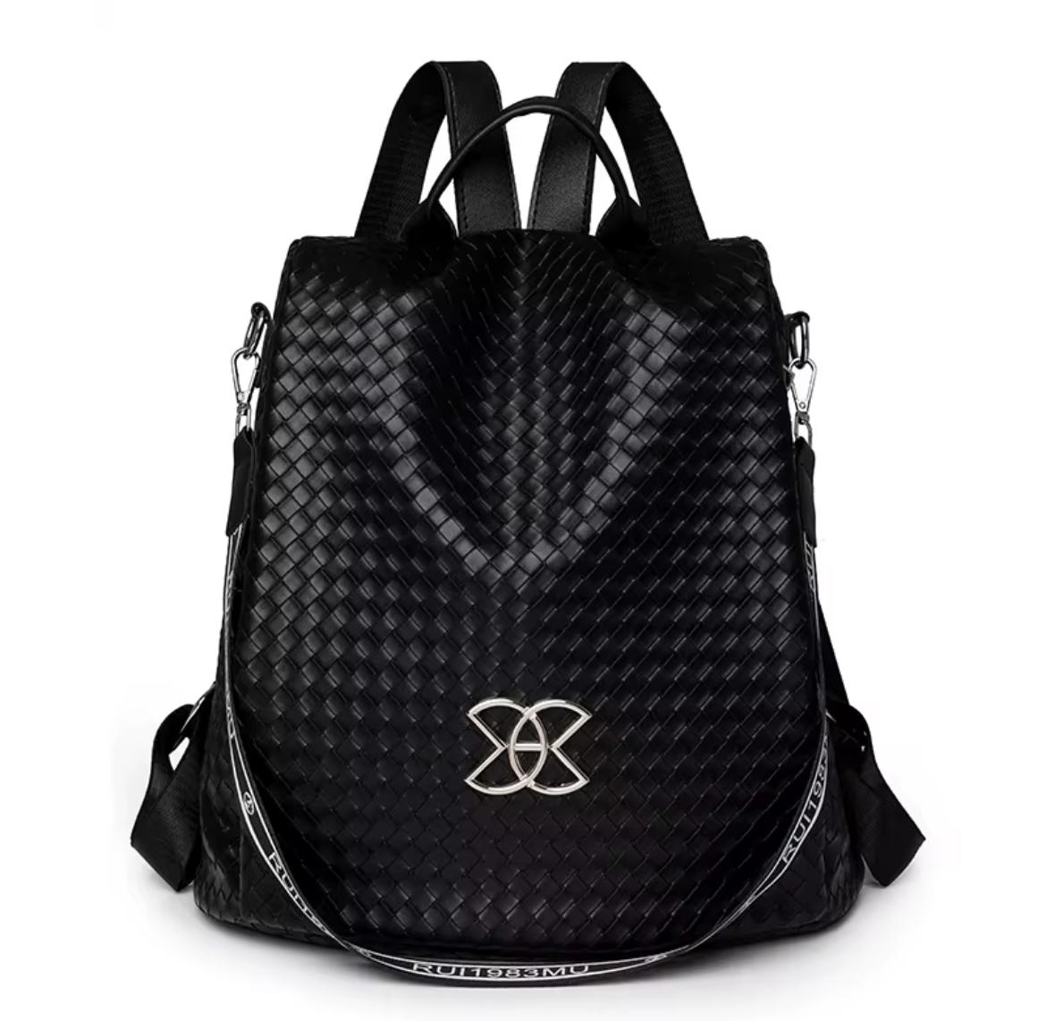 RUI1983MU Woven Texture Black Backpack