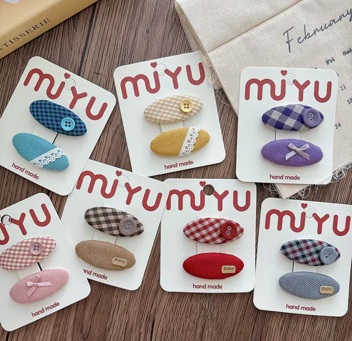 Kids’ 2-Piece Checkered Hair Clip Set