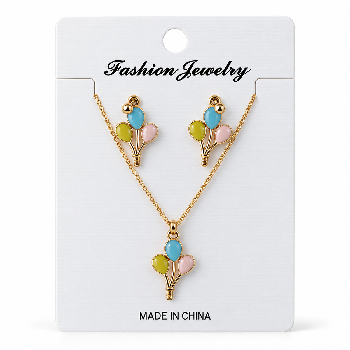 Girls’ Matching Necklace & Earrings Set – Daisy and Rainbow Styles