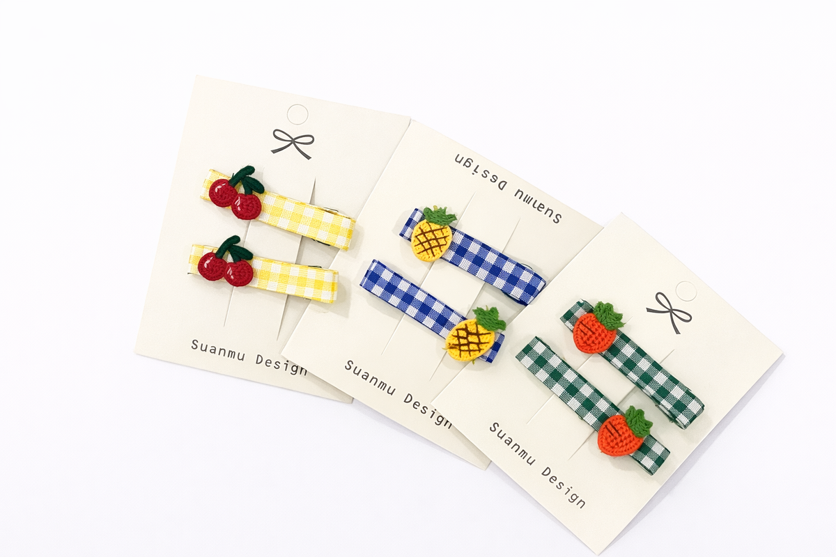 Kids Fruit Hair Clips β Cherry, Pineapple, Carrot & Strawberry Snap Clips