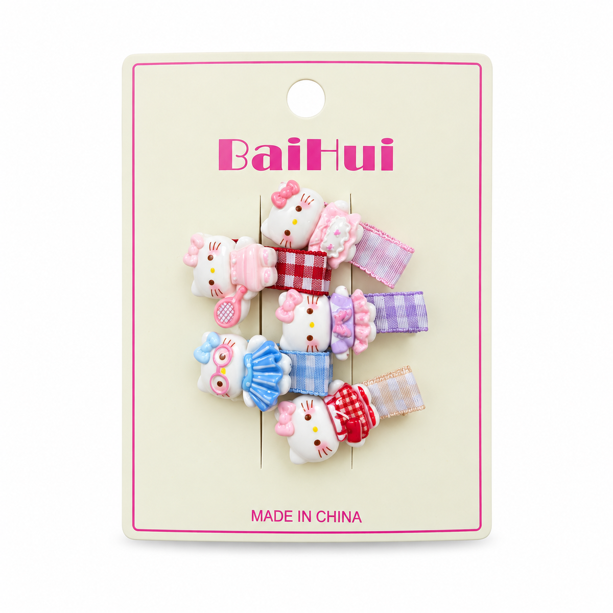 Girls’ 5-Piece Pastel Kitty Outfit Hair Clip Set