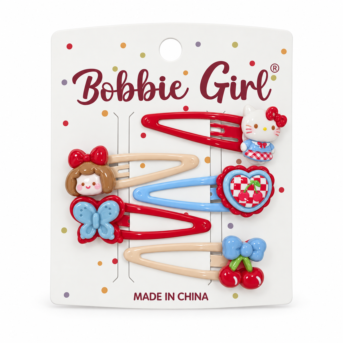 Girls’ 5-Piece Cherry Picnic Snap Hair Clip Set