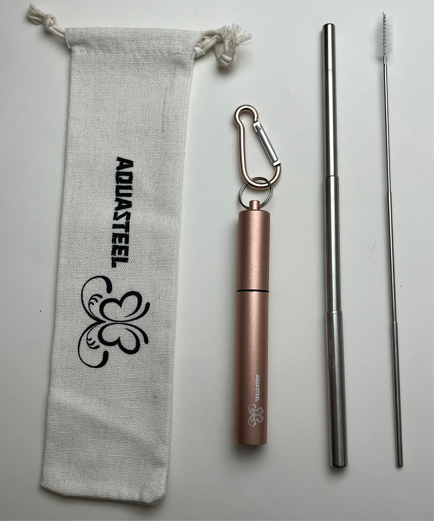 Pocket size telescopic straw with linen bag