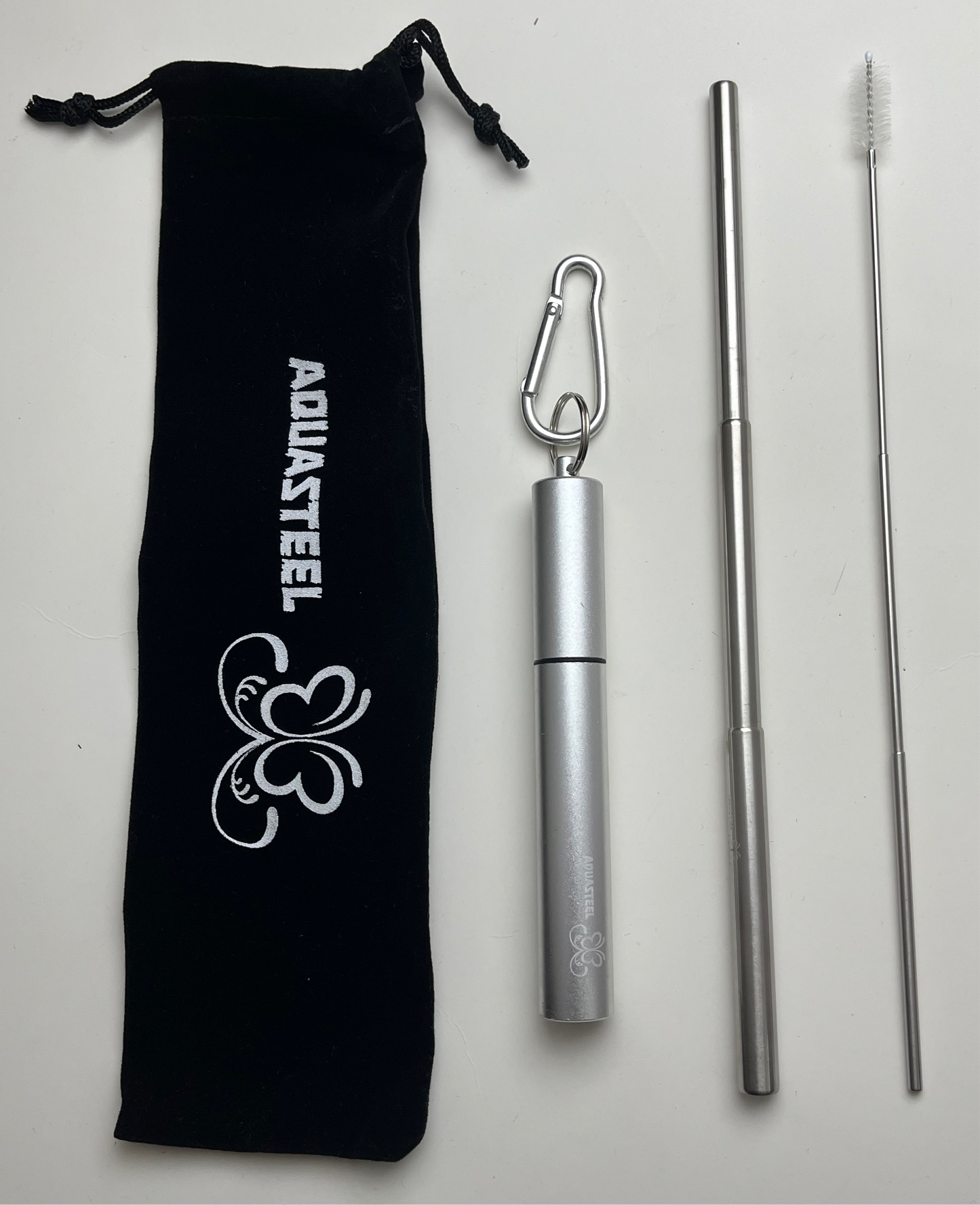 Pocket size telescopic straw with linen bag