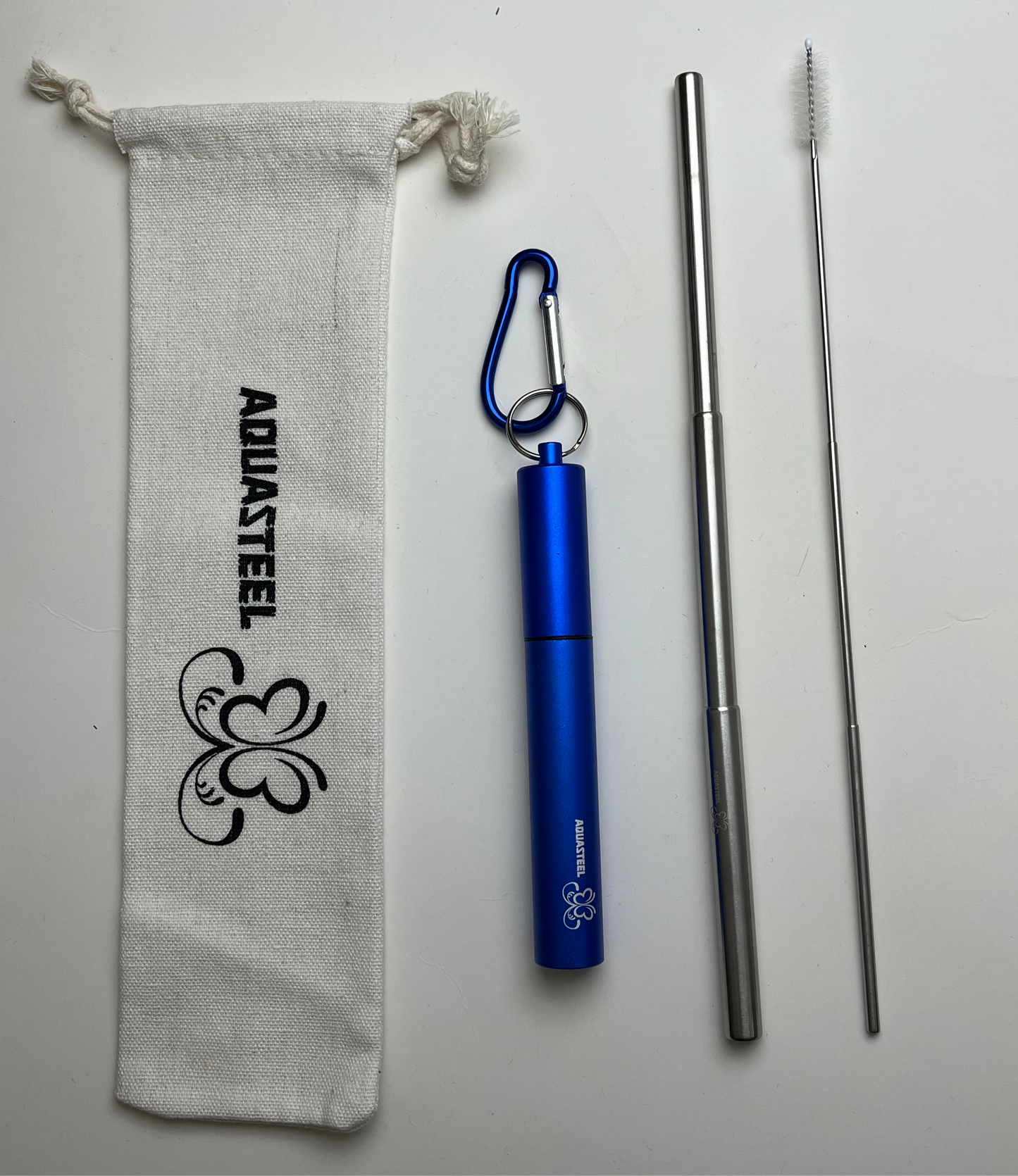 Pocket size telescopic straw with linen bag