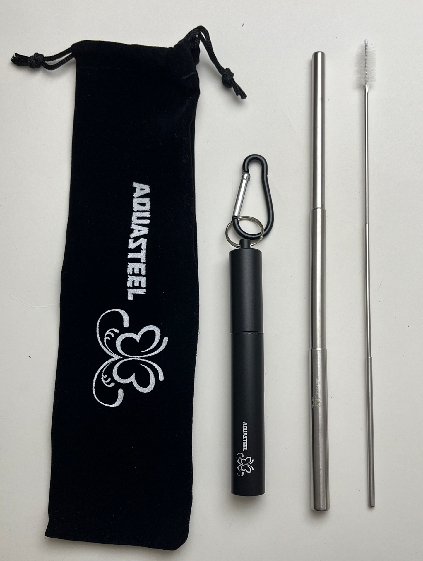 Pocket size telescopic straw with linen bag