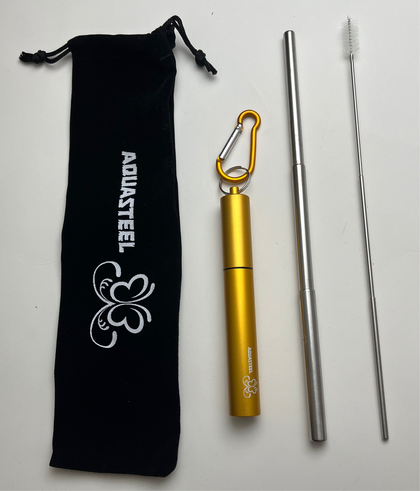 Pocket size telescopic straw with linen bag