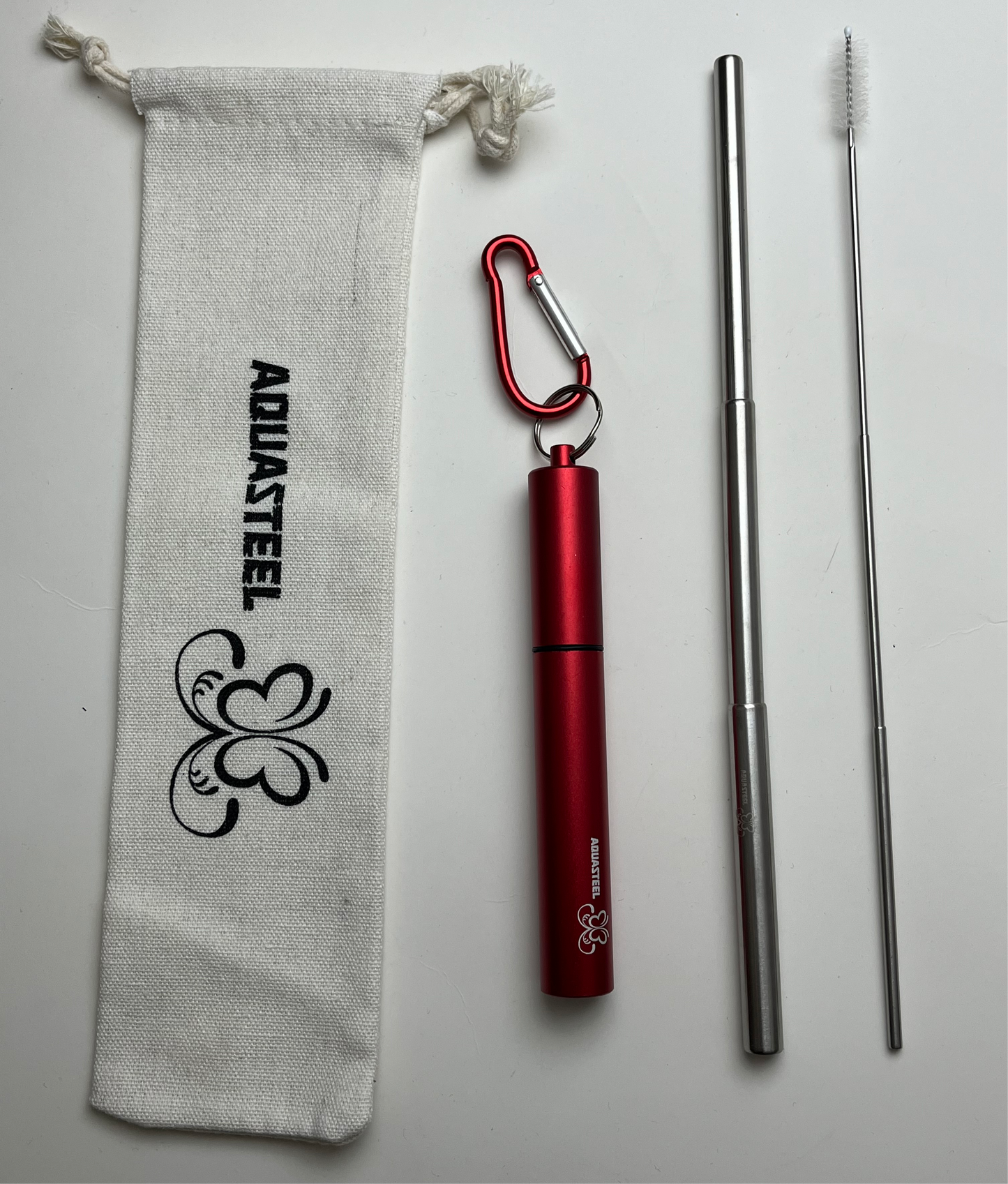 Pocket size telescopic straw with linen bag