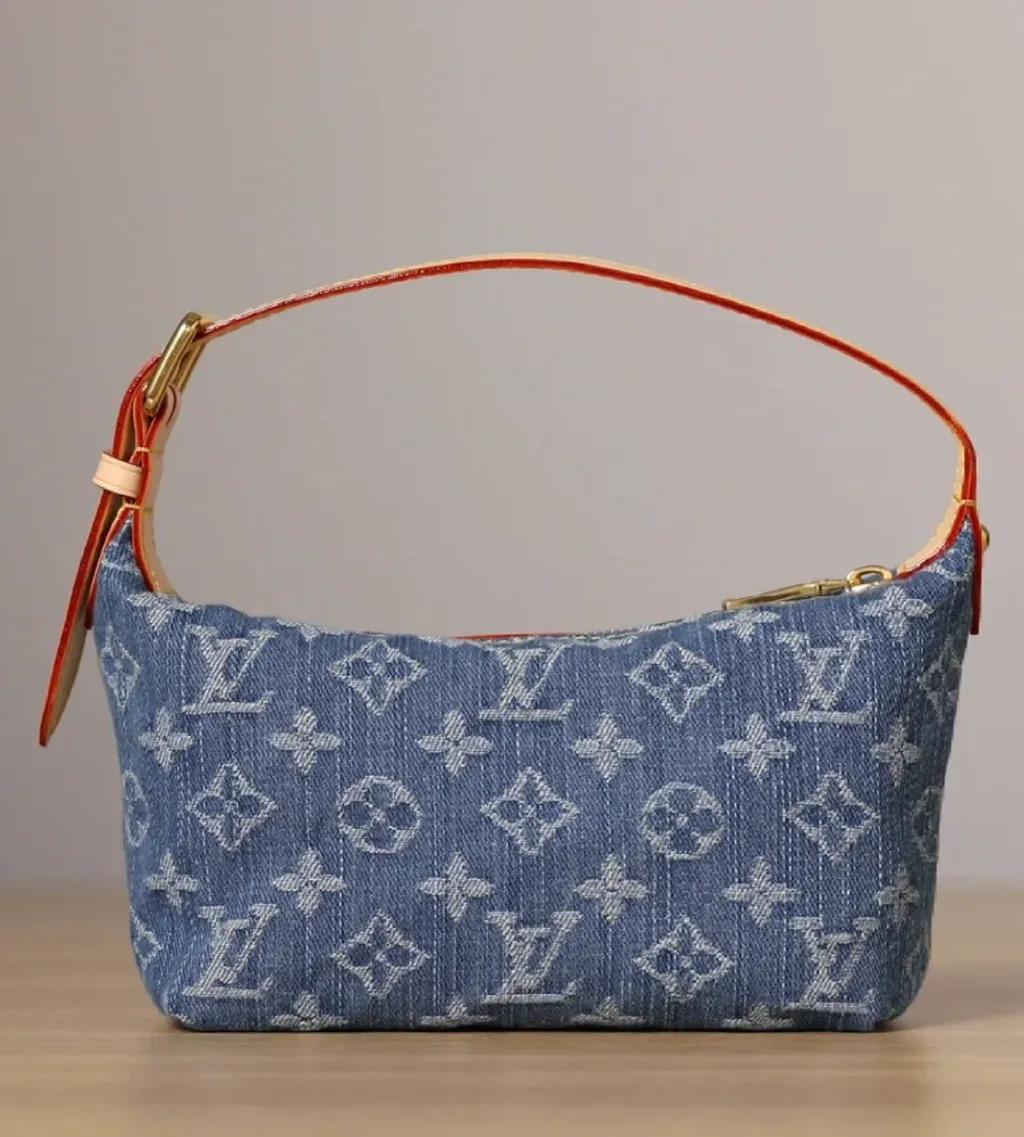 Denim Monogram Shoulder Bag