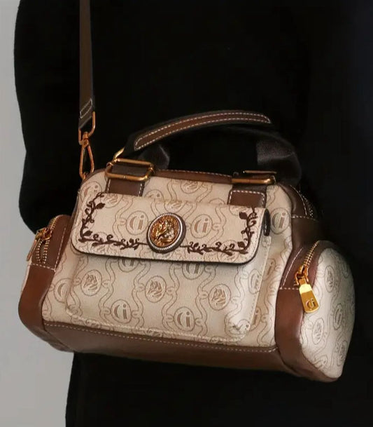 Monogram Cylinder Handbag – Beige