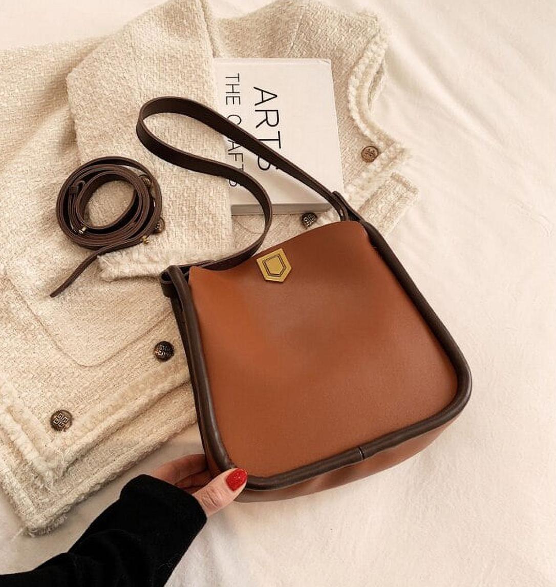 Structured Brown Handbag with Dark Trim