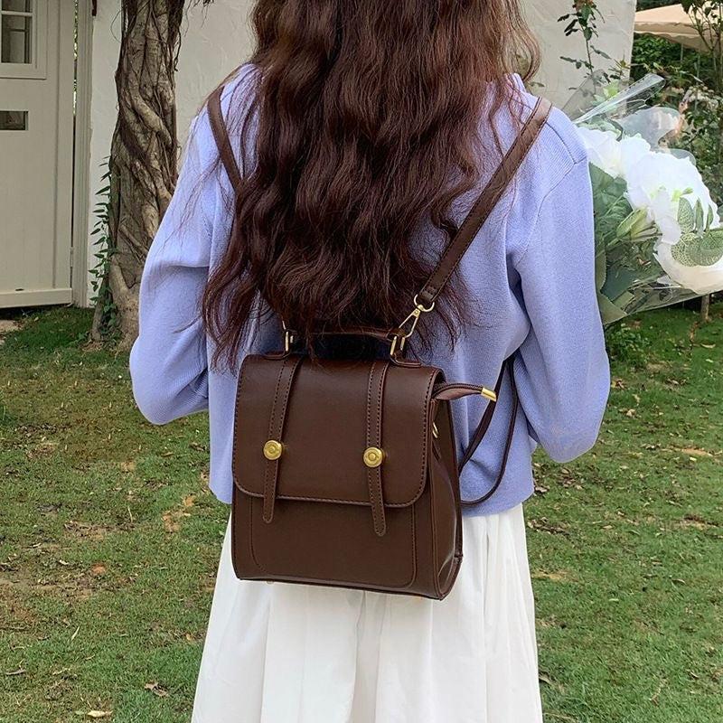 Structured Brown Leather Backpack