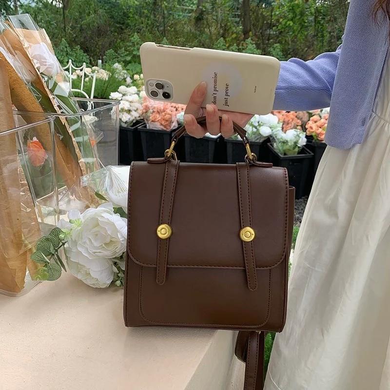 Structured Brown Leather Backpack