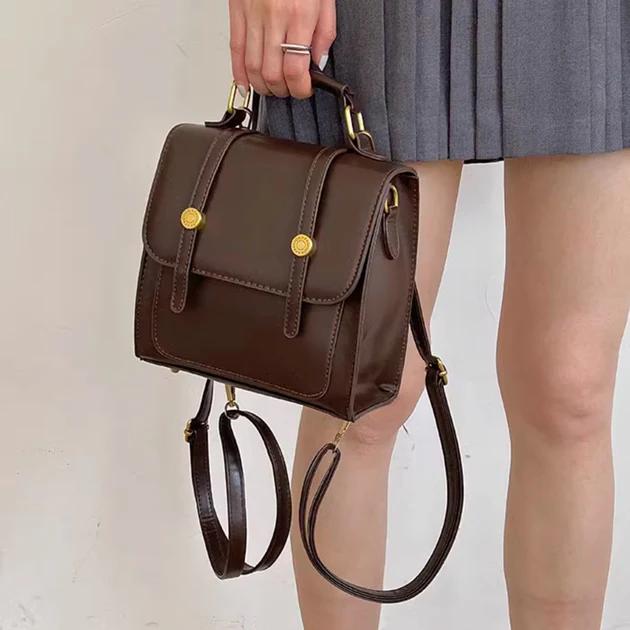 Structured Brown Leather Backpack