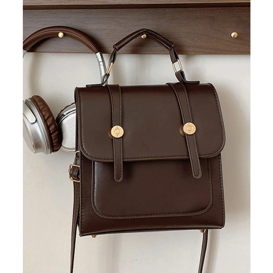 Structured Brown Leather Backpack