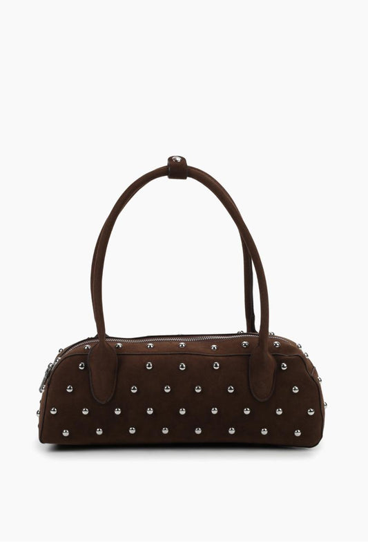 Studded Brown Leather Handbag