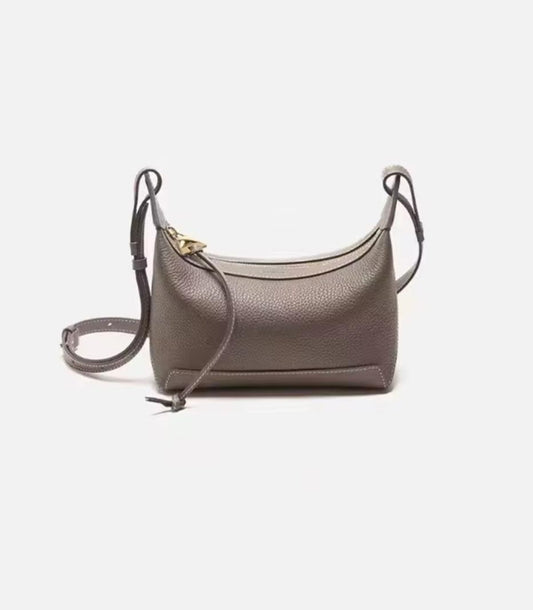 Taupe Pebbled Leather Crossbody Bag