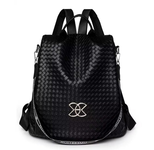 RUI1983MU Woven Texture Black Backpack