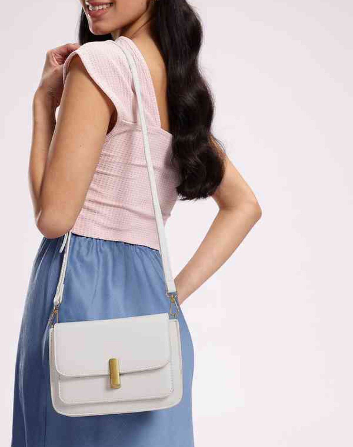 White Structured Crossbody Bag