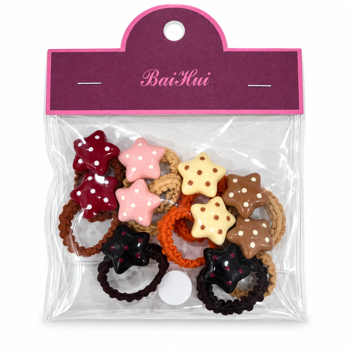 Girls’ Neutral Polka-Dot Hair Ties – 10-Piece Pack