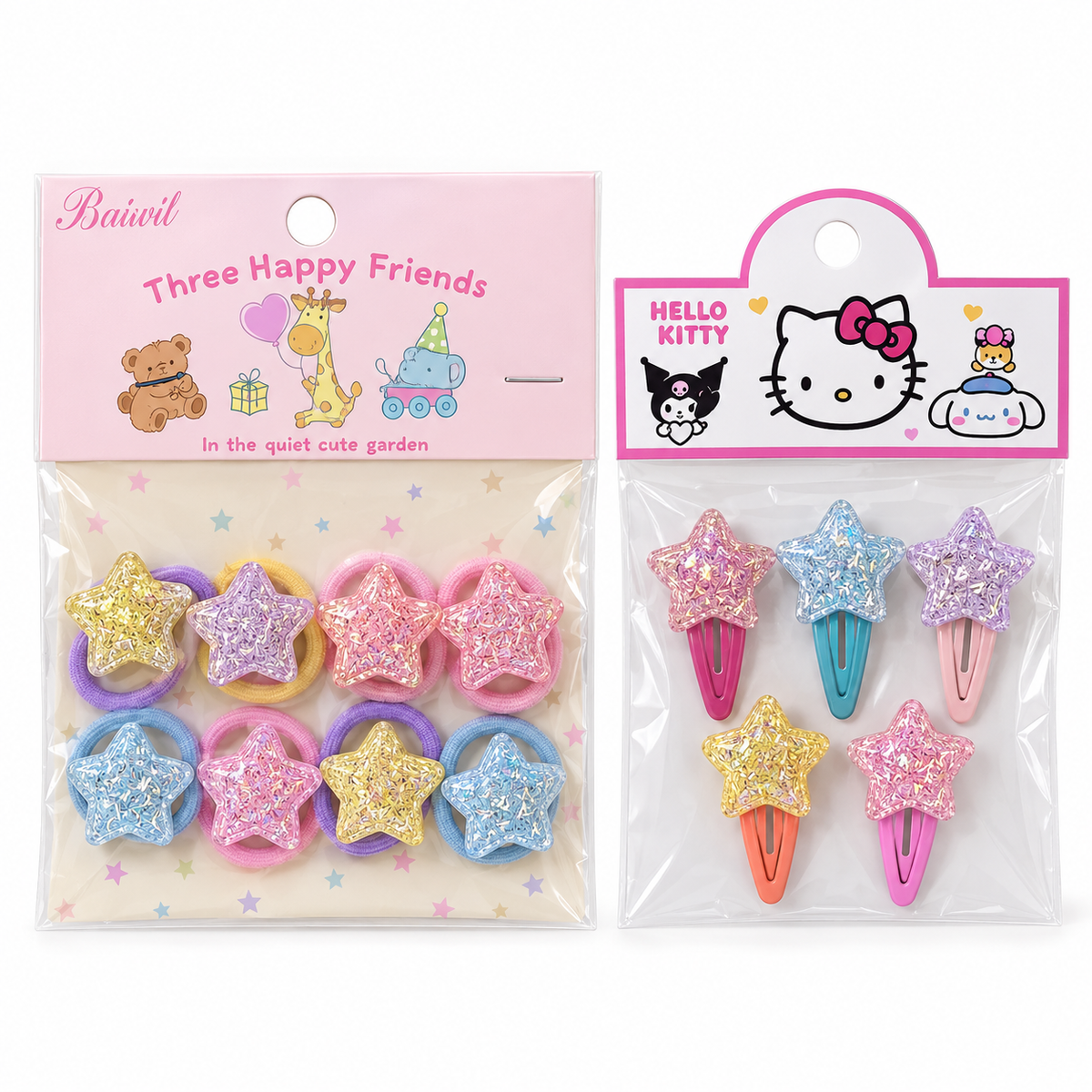 Baby & Toddler Pastel Glitter Hair Ties & Clips – Individual Packs or Matching Bundle