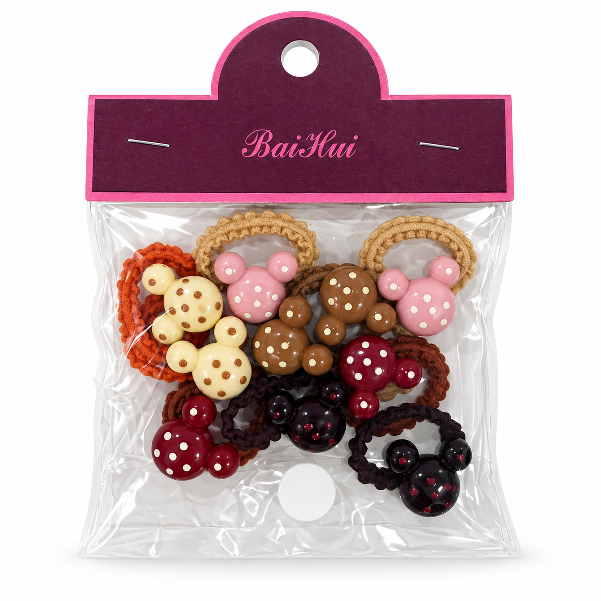 Girls’ Neutral Polka-Dot Hair Ties – 10-Piece Pack