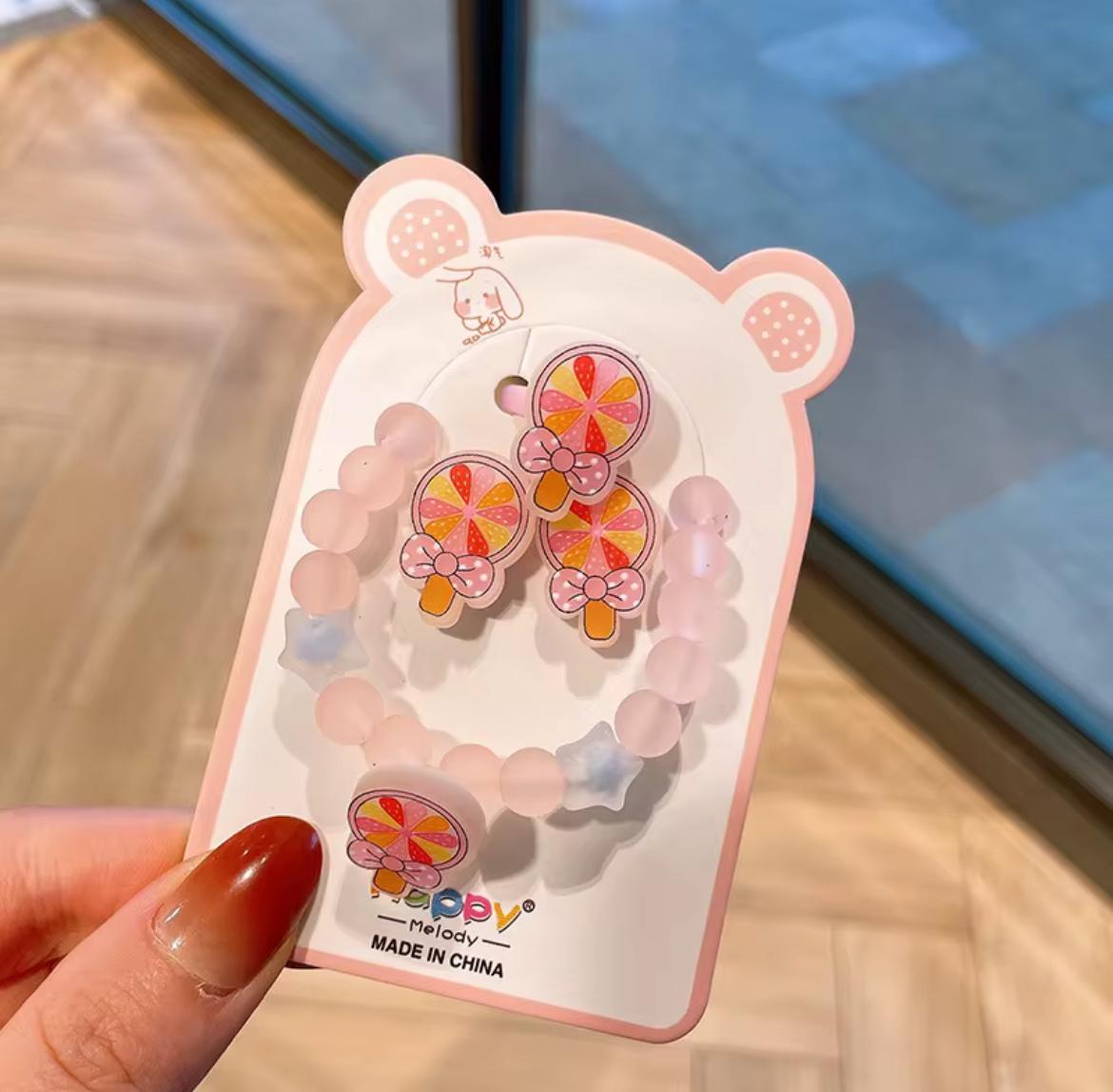 Kids’ Bracelet, Ring & Clip-On Earrings Set