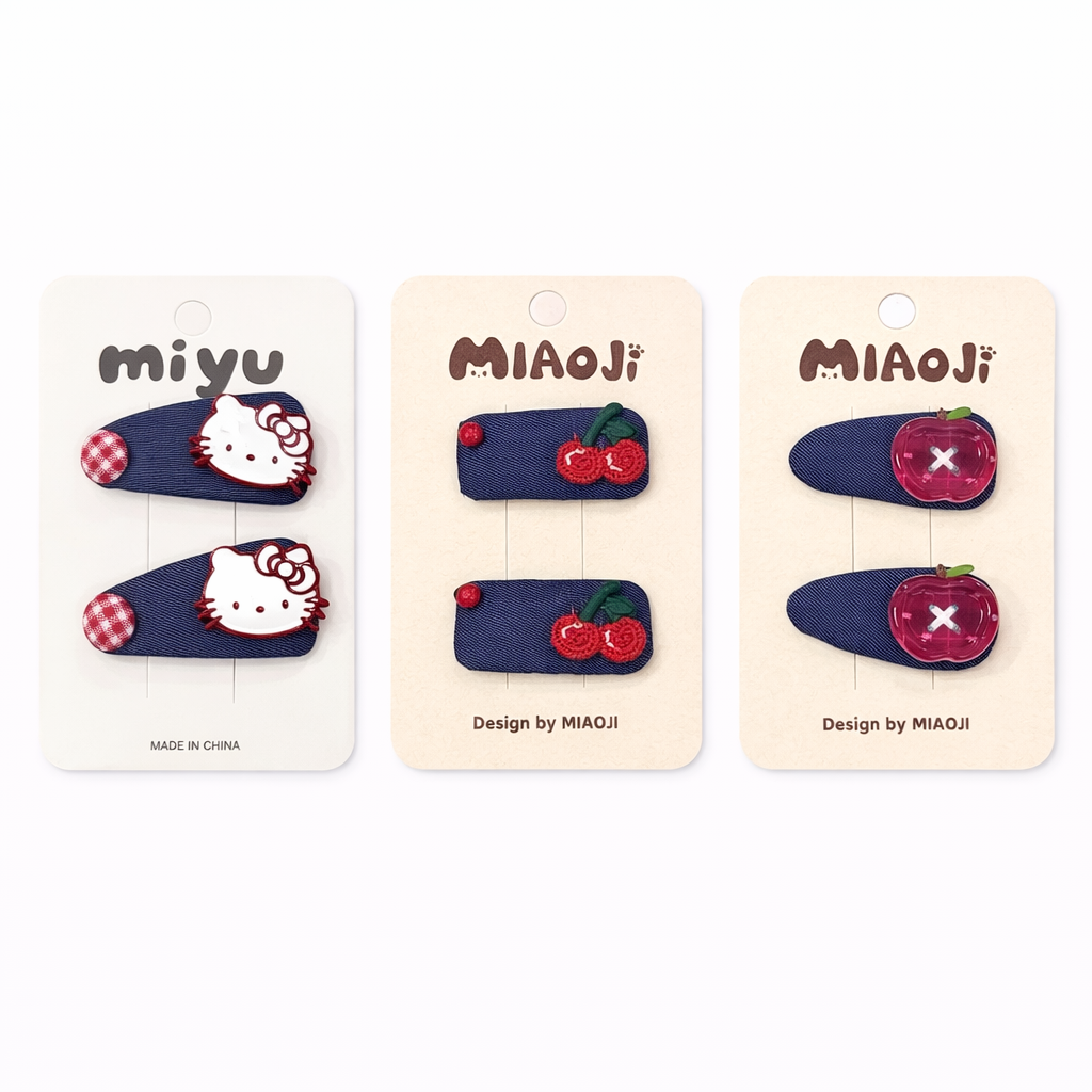 Kids Handmade Snap Hair Clips – Cute Pattern Set (2 Clips)