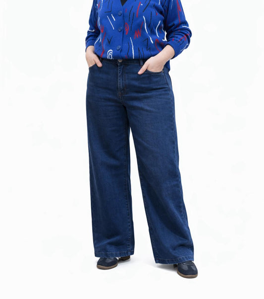 Dark Blue Wide-Leg Jeans