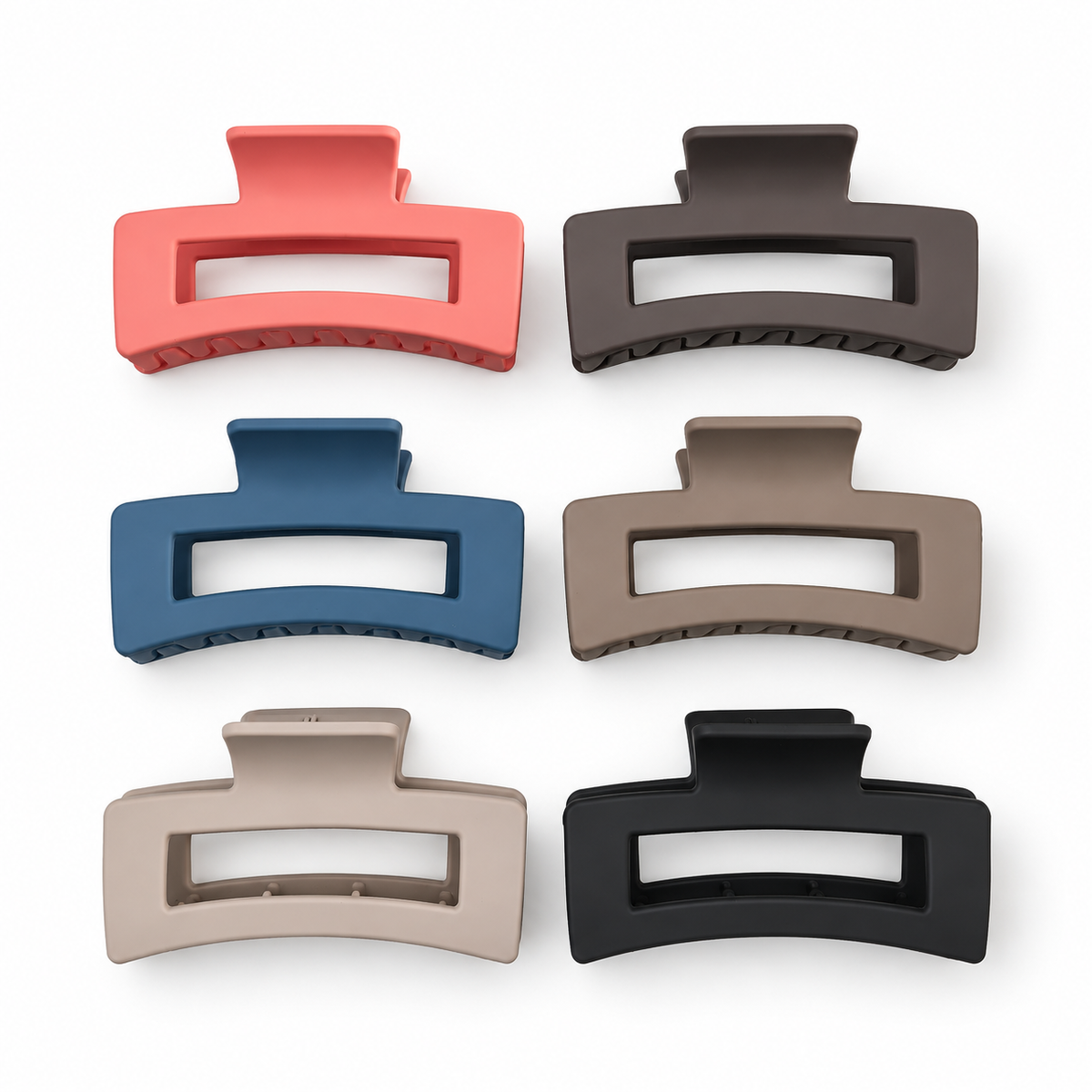 Large Matte Rectangular Hair Claw Clip – 6 Colors