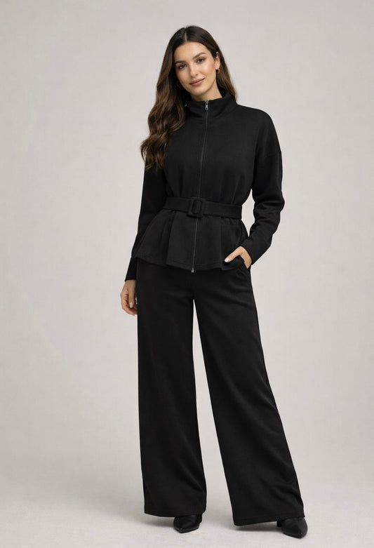 Belted Wide‑Leg Set