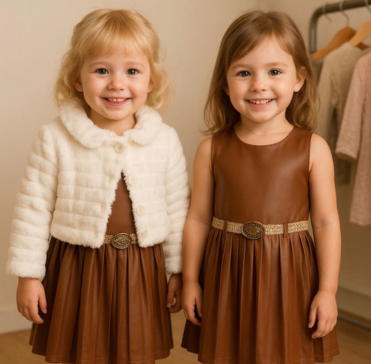 Girls Faux Leather Dress Set (2-Piece)