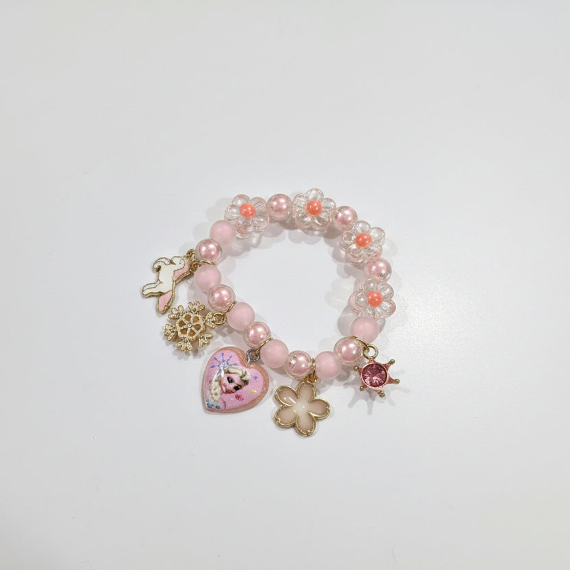 Girls’ Princess Charm Beaded Bracelet – Stretch Design