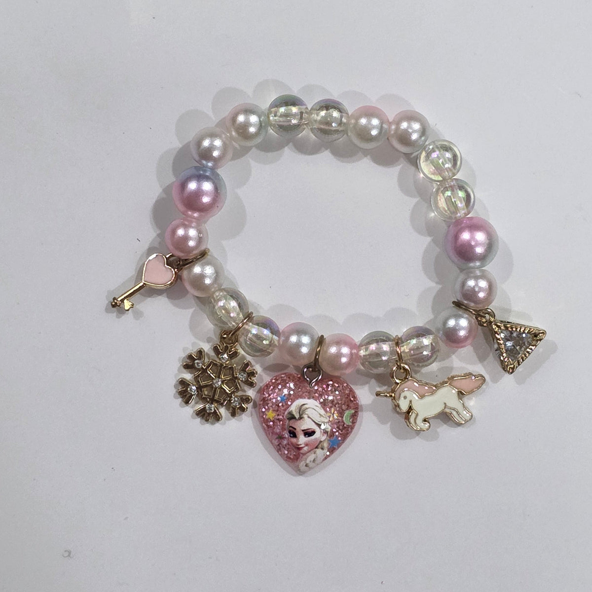 Girls’ Princess Charm Beaded Bracelet – Stretch Design