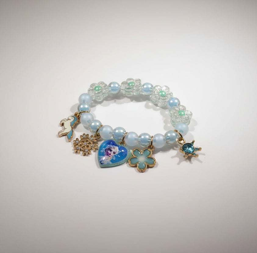 Girls’ Princess Charm Beaded Bracelet – Stretch Design