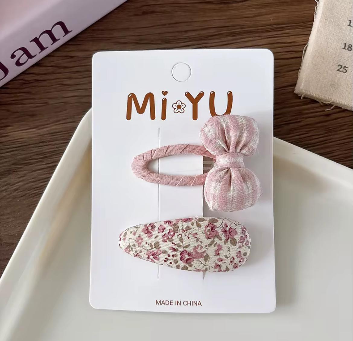 Girls’ 2-Piece Hair Clip Set – Pastel Bows & Floral Styles