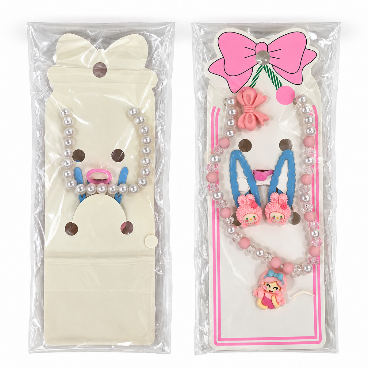 Kids’ 4-Piece Jewelry & Hair Accessory Set – Necklace, Ring & Hair Clips