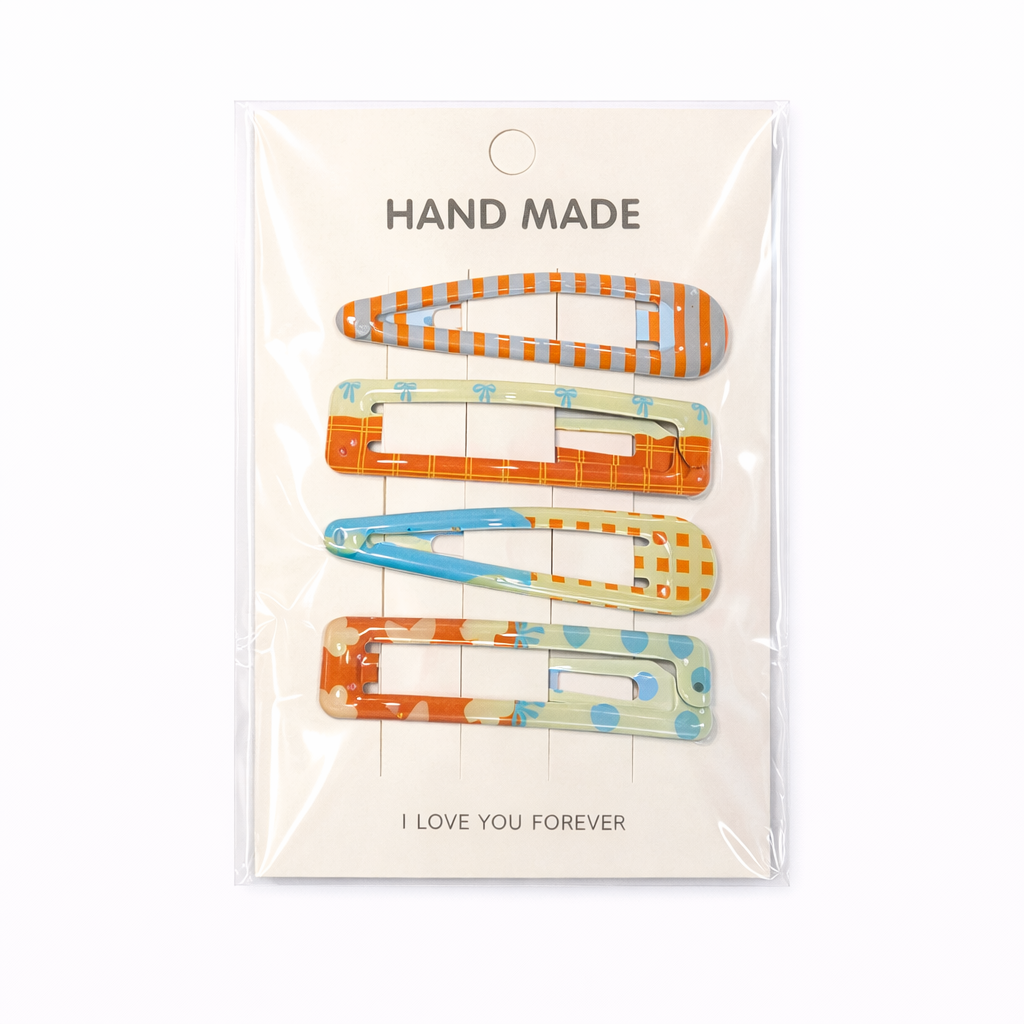 Girls Hair Clip Bundle – 5 Packs of Cute Snap Clips (Handmade Style)