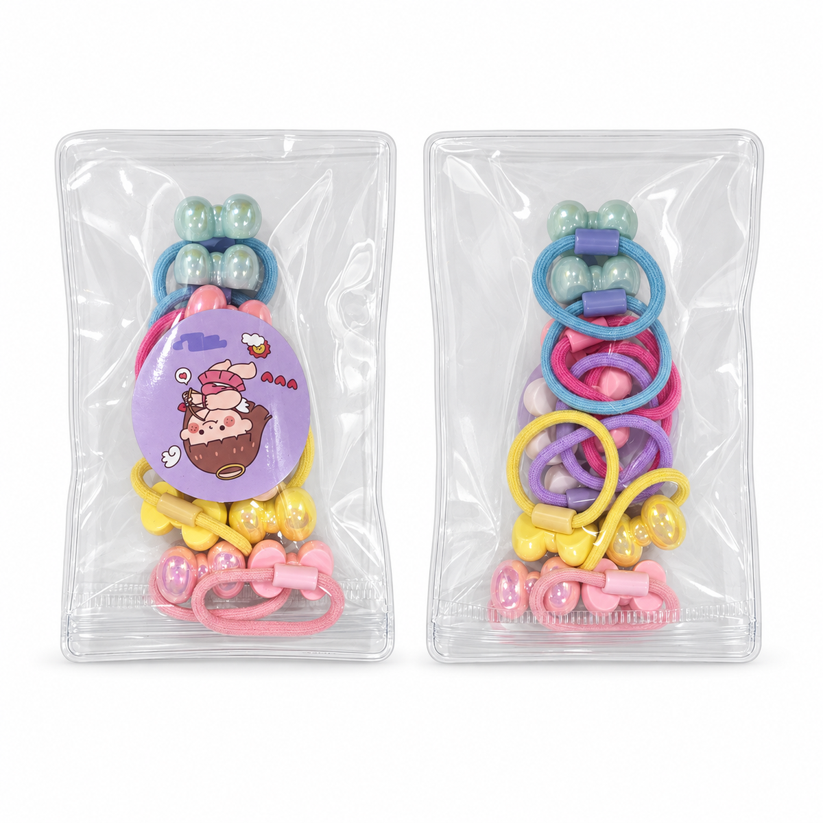 Girls’ Pastel Charm Hair Ties – Assorted Set