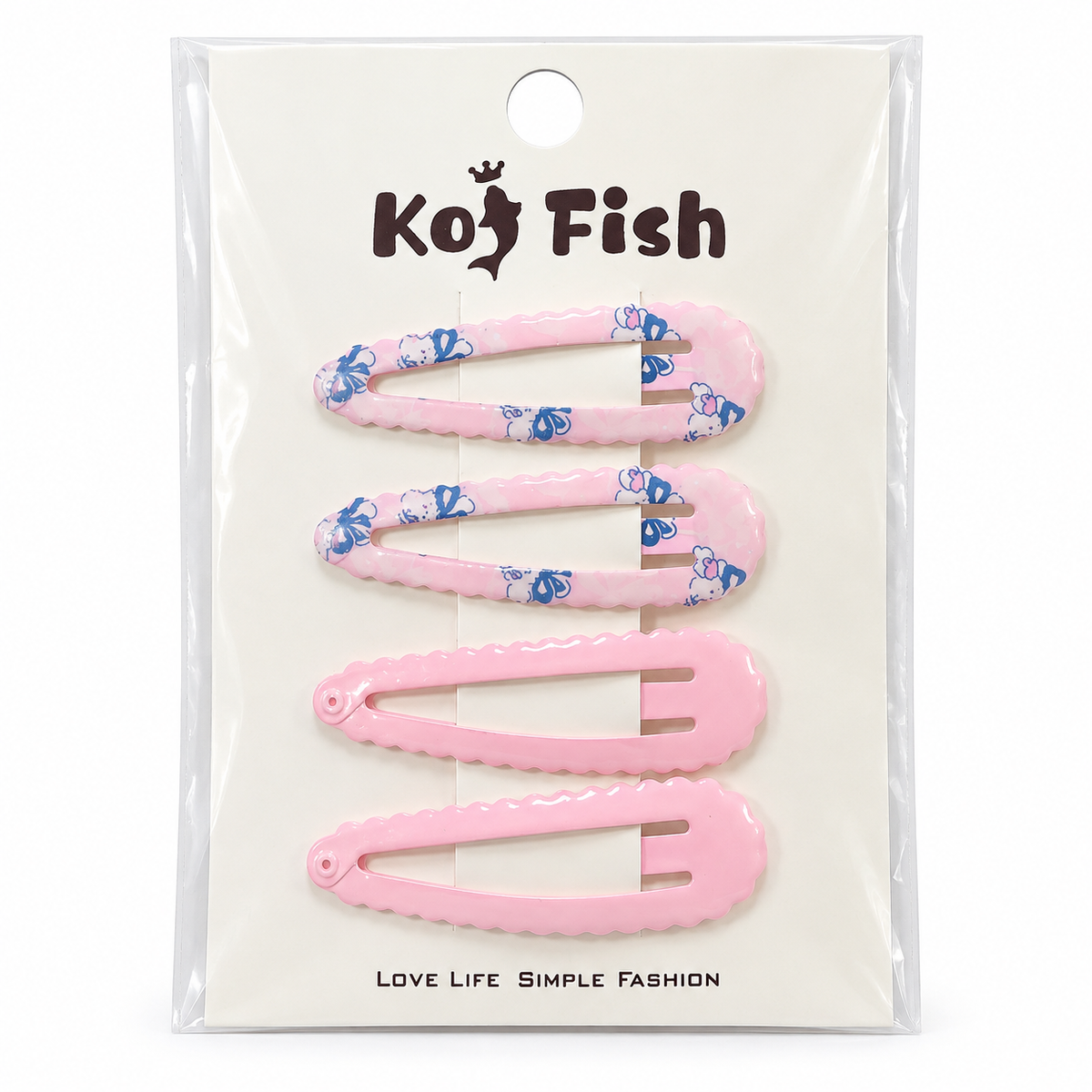 4-Piece Scalloped Snap Hair Clip Set – Pink or Warm Beige