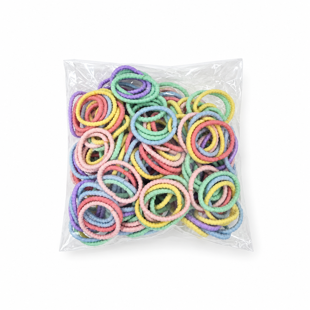 Girls’ Soft Mini Hair Elastics – Textured & Plain Colour Sets