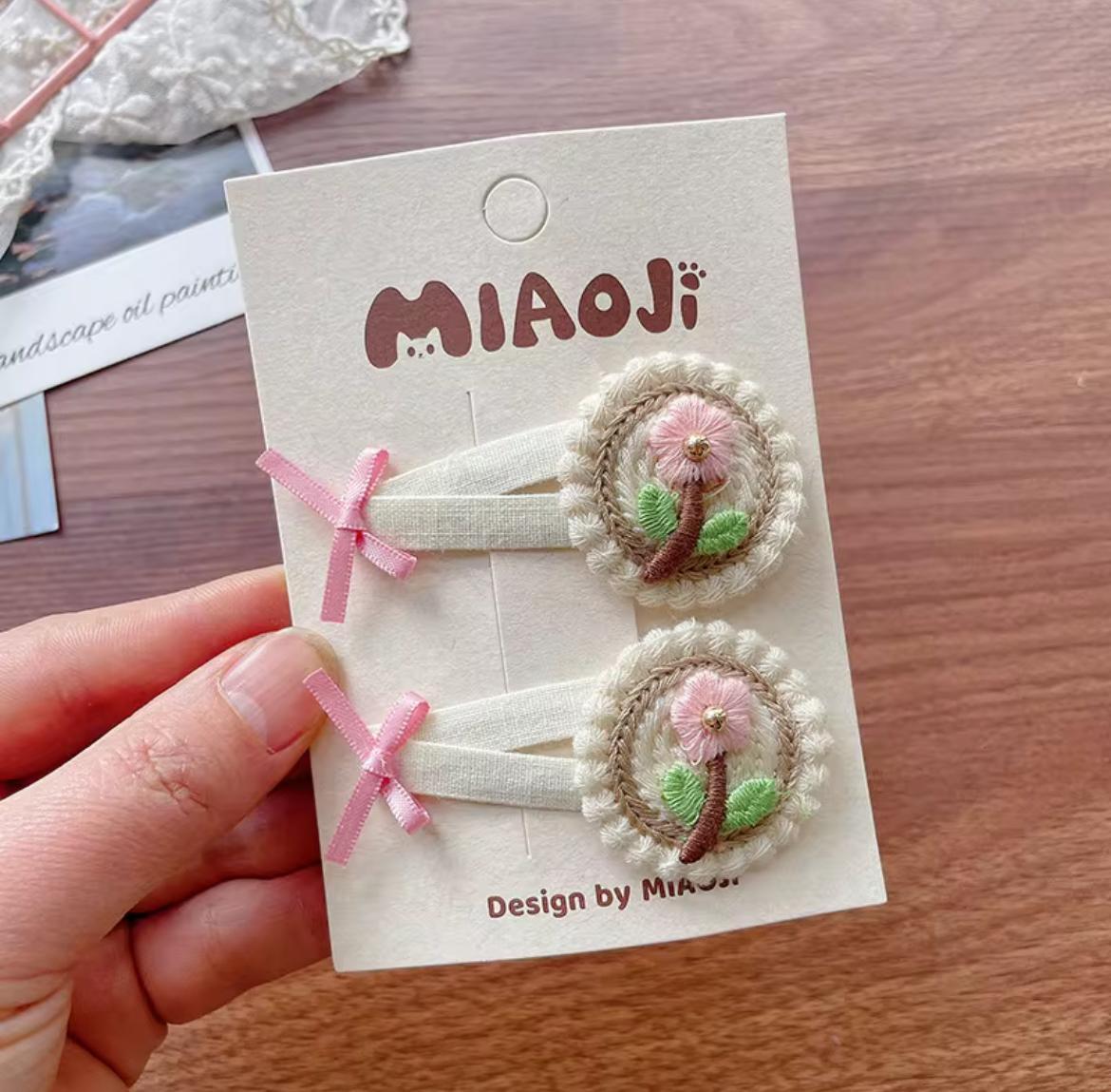 Girls’ 2-Piece Hair Clip Set – Pastel Bows & Floral Styles