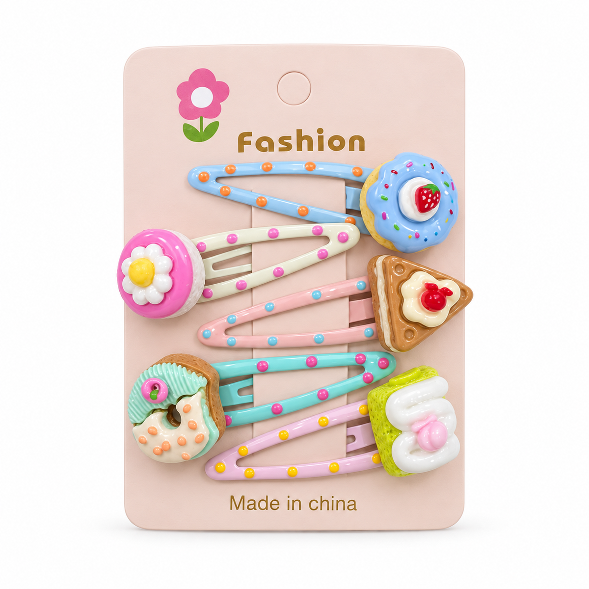 Girls’ 5-Piece Pastel Dessert Snap Hair Clip Set