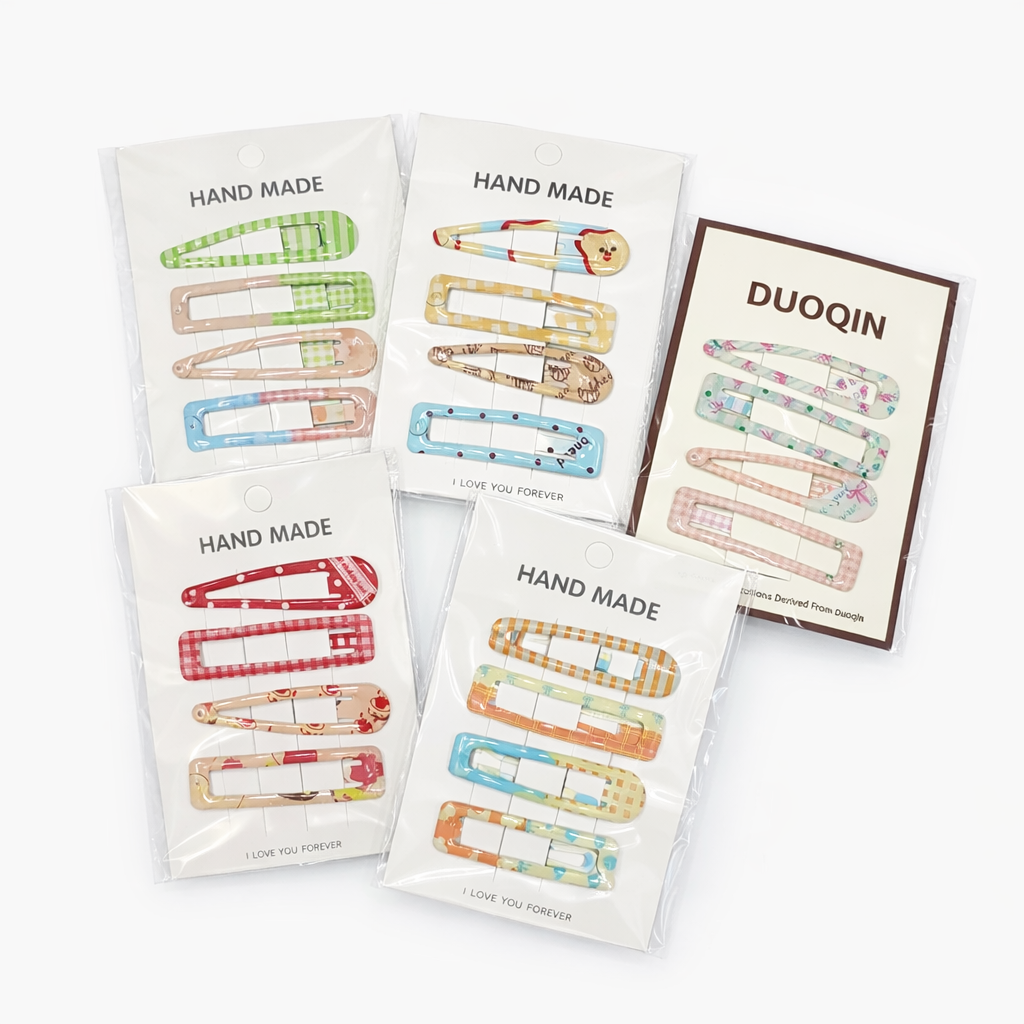 Girls Hair Clip Bundle – 5 Packs of Cute Snap Clips (Handmade Style)