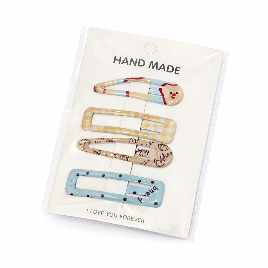 Girls Hair Clip Bundle – 5 Packs of Cute Snap Clips (Handmade Style)