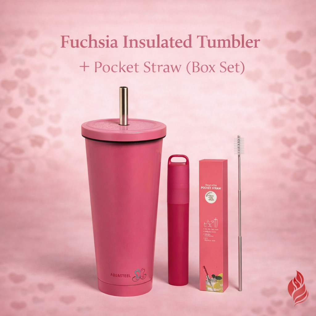 Fuchsia Gift Bundle: Tumbler + Straw Set