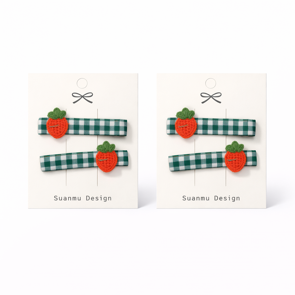 Kids Fruit Hair Clips – Cherry, Pineapple, Carrot & Strawberry Snap Clips
