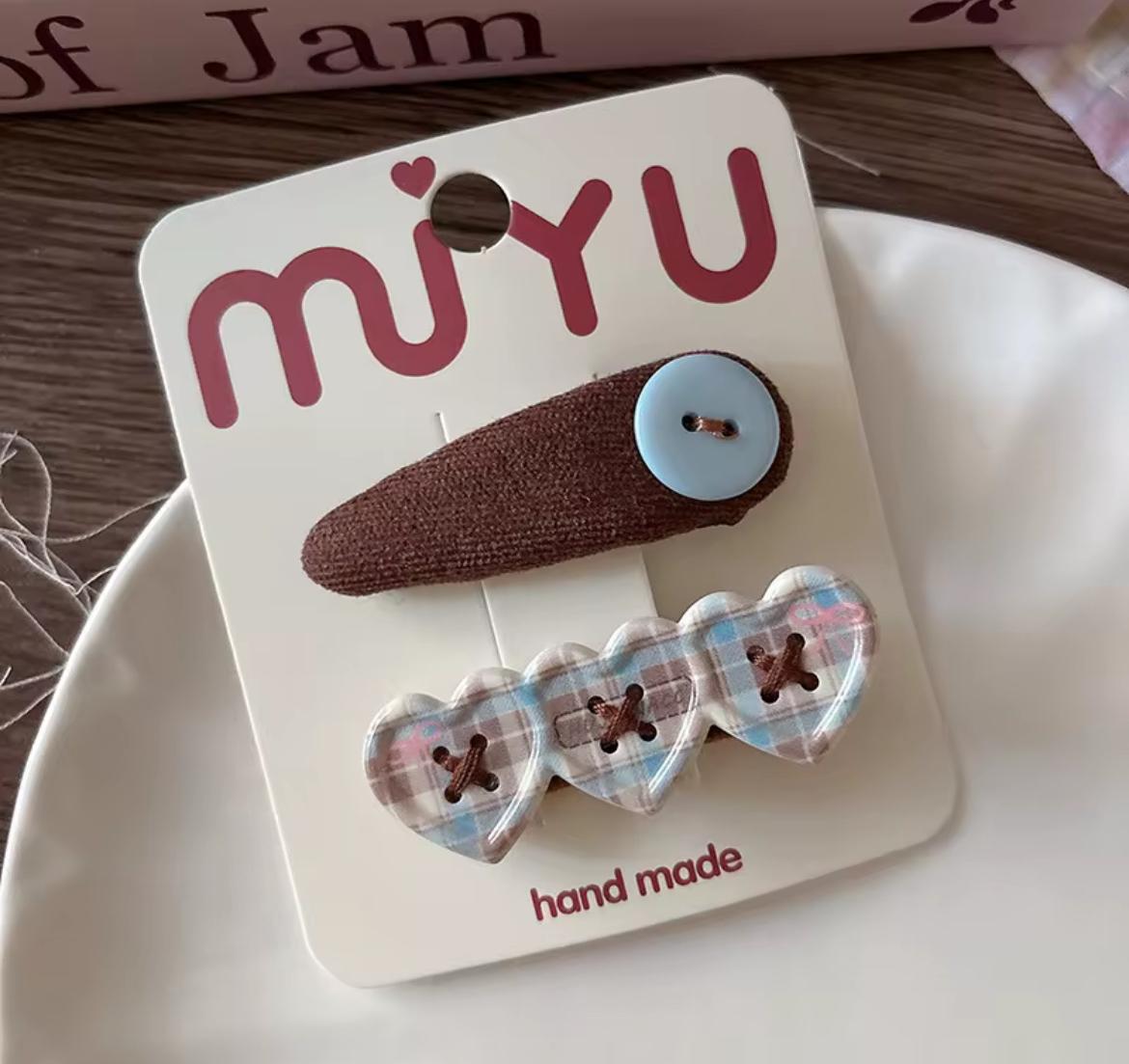 Kids’ Bear & Plaid Hair Accessories – Clips Sets