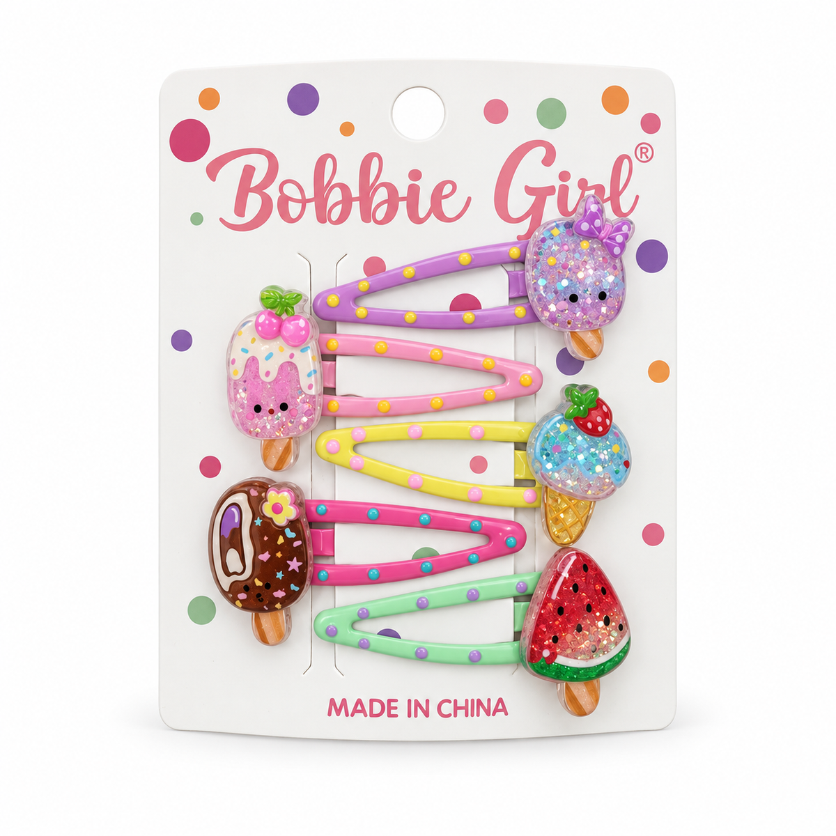 Girls’ 5-Piece Glitter Frozen Treat Snap Hair Clip Set